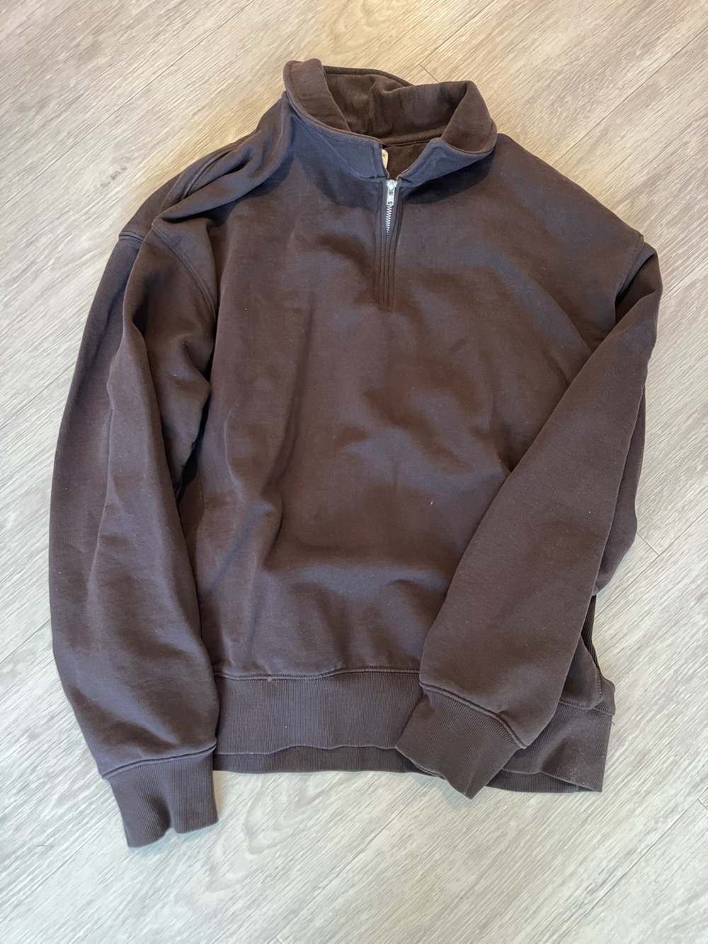 Frank & Oak Brown Quarter-Zip Sweater